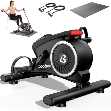 Pooboo Foot Pedal Exerciser Under Desk Elliptical Machine Seated Pedal Exerciser Mini Portable Leg Exercise Equipment for Seniors & Adults Weight up to 280LBS