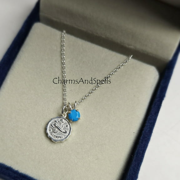 Scorpion Zodiac Necklace, Turquoise Sterling Silver Necklace, Scorpion King Necklace, Astrology Jewelry, Birthday Gift for Her, Gift For Mom