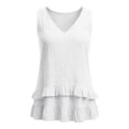 thumbnail image 4 of GUACER Tank Tops for Women Ruffle Hem V-Neck Sleeveless Linen-Blend Blouse with Tiered Frill Casual Flowy Summer Cami, 4 of 8