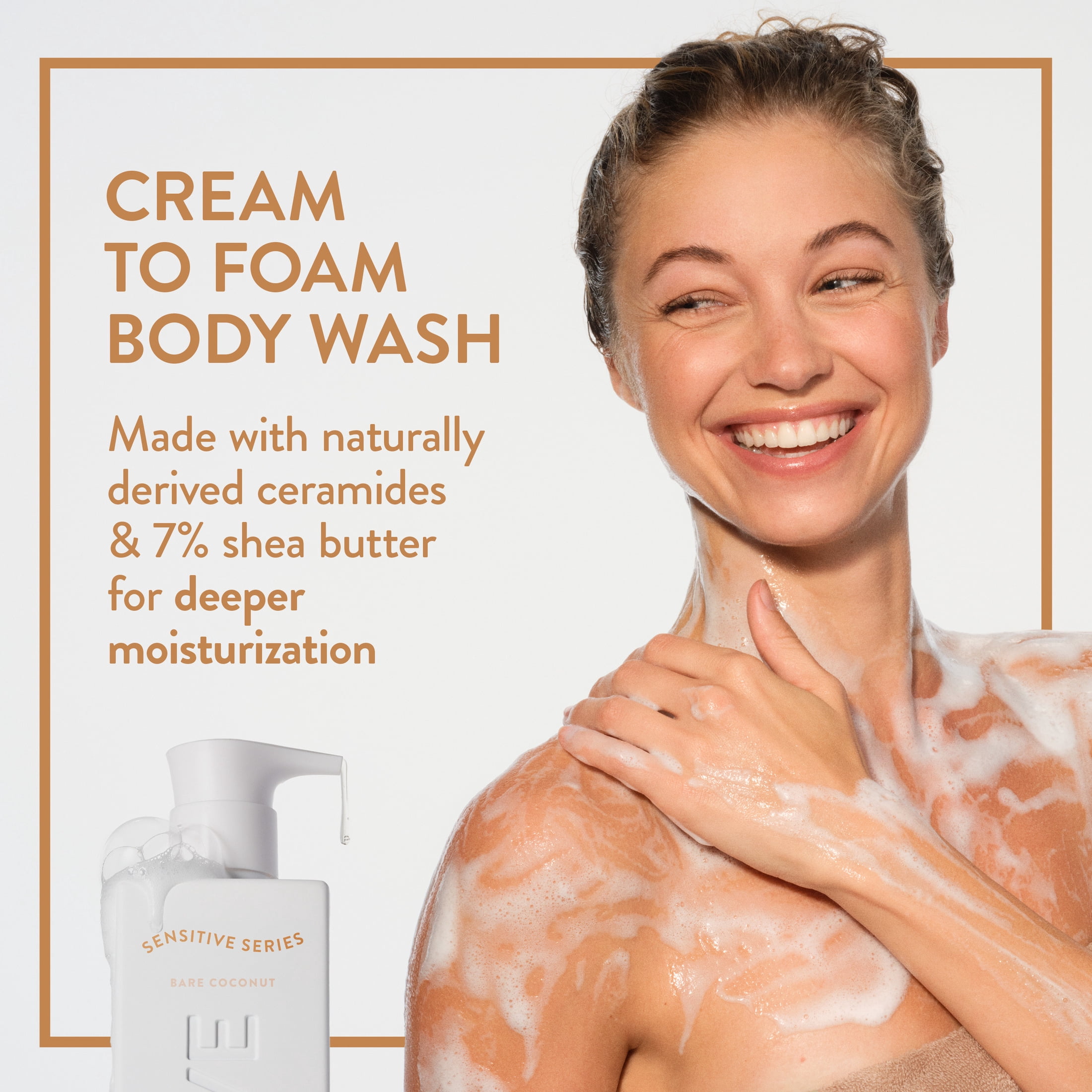 Native Body Wash, Sensitive Series, Hypoallergenic Fragrance, 24-Hour Hydrating, Bare Coconut, 18 fl oz