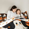 thumbnail image 4 of Manfei Halloween Ghost Bedding Comforter Set,Girls Bow Knot Twin Comforter Sets,Orange White Black Bedding Set For Child,Breathable Home Decor Reversible,2-Piece, 4 of 7