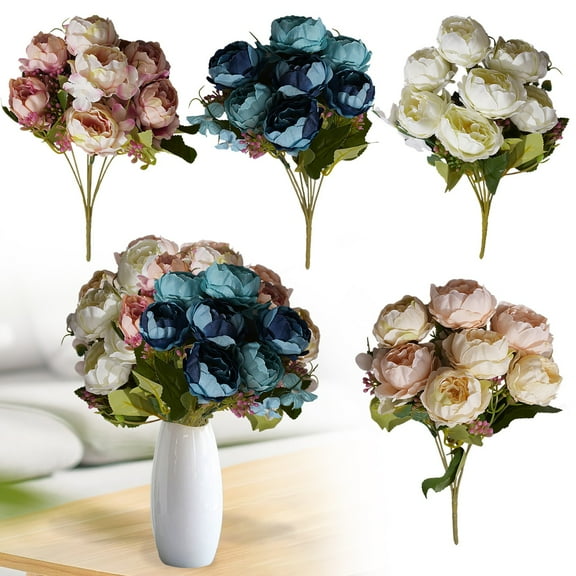 7 European-Style White Peony Flowers for Luxurious Dining Table Centerpieces