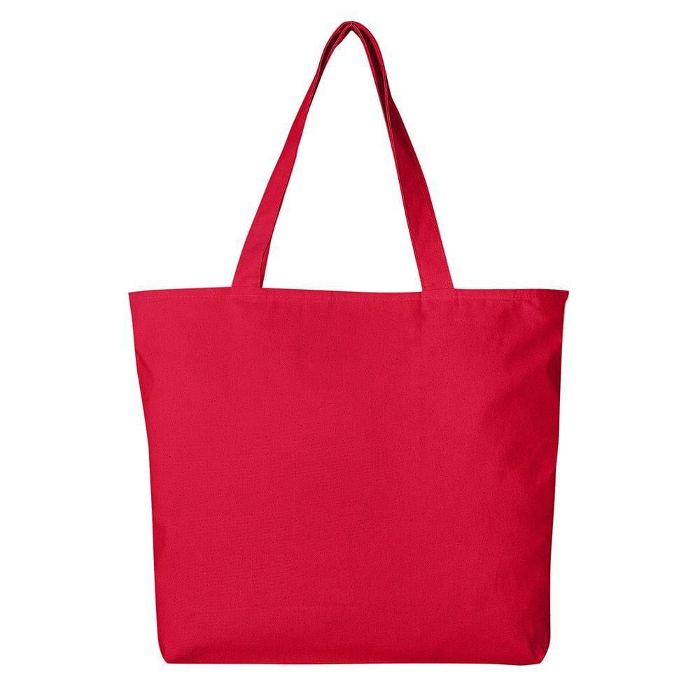 Heavy Duty Canvas Tote Bag with Zipper Closure | TG261 - Set of 6, Red - www.neverfullbag.com - www.neverfullbag.com