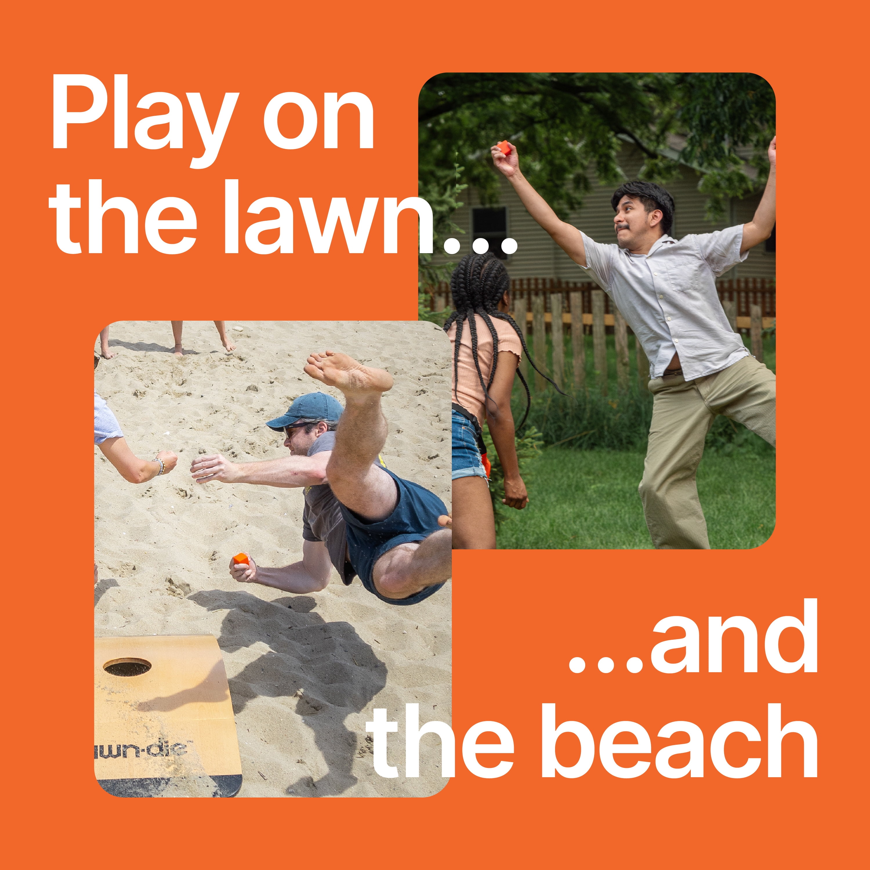 Lawn Die Outdoor Toss Game – Die Meets Cornhole – Portable Backyard, Beach & Tailgate Game for 4 Players – 1 Board Set
