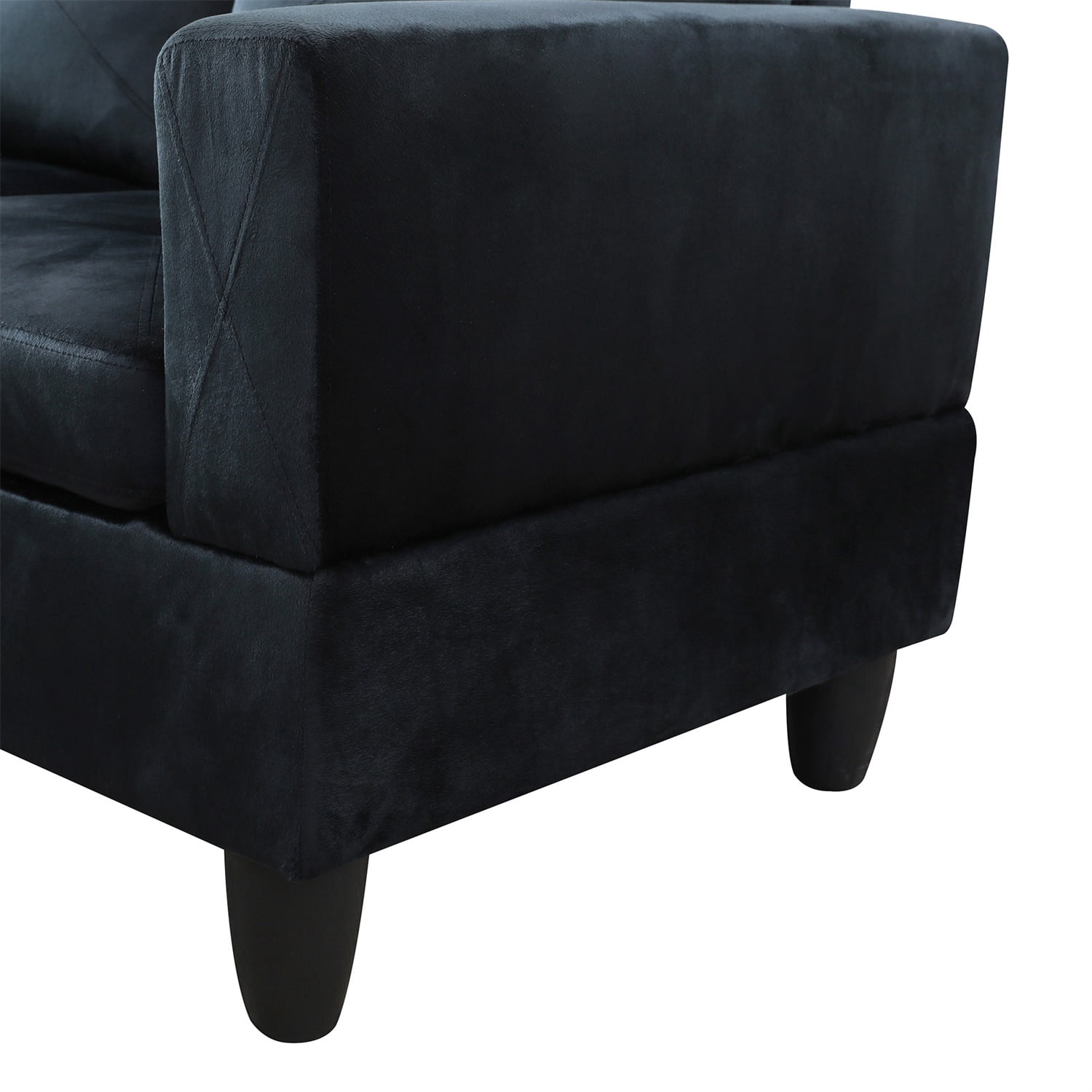 Hommoo Modern L-Shaped Sofa, Microfiber 2-Piece Set for Living Room Sofa, Suitable for Office Apartments, Home Sofa, Midnight Blue (No Ottoman)