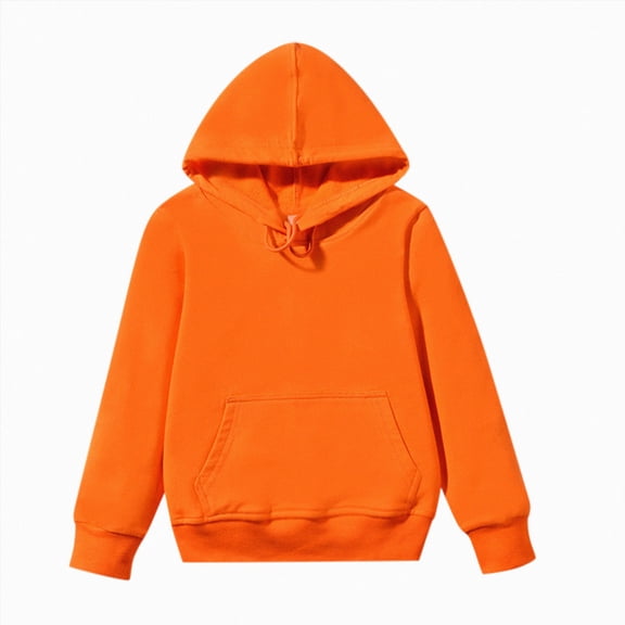 Splozh Toddler Hoodies Boys Kids Child Toddler Baby Boys Girls Solid Long Sleeve Hooded Sweatshirt Pullover Tops Blouse Outfits Clothes,Orange,7-9 Years