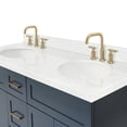 thumbnail image 2 of Ariel Hamlet 60 In. Double Oval Sink Bathroom Vanity With Carrara White Quartz Countertop 1.5 Edge In Midnight Blue, 2 of 11