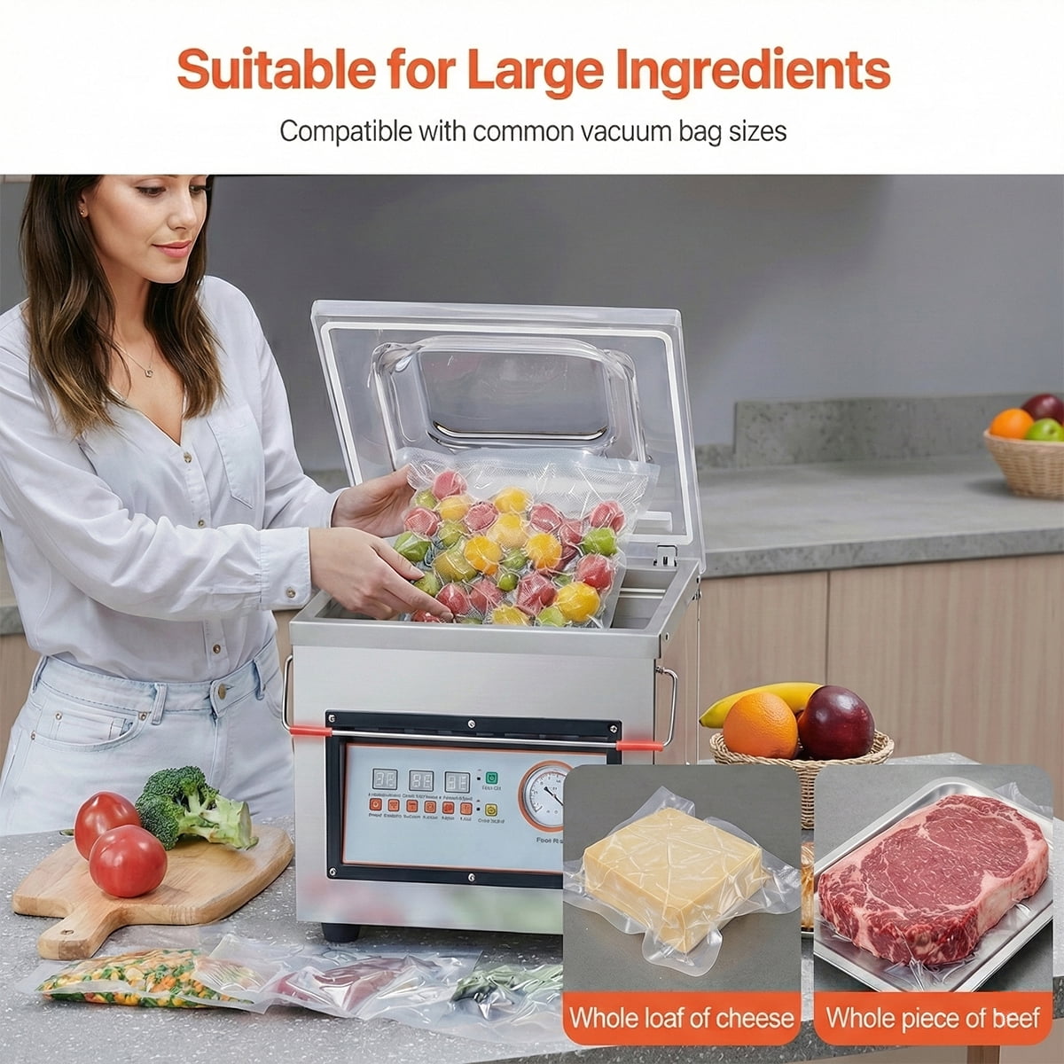 Chamber Vacuum Sealer 320W Power Compact Size 12.6 in Sealing Length Machine