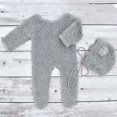 thumbnail image 5 of Baby Photo Props Berber Fleece Bear Ear Hat & Jumpsuit Set Photo Props Infant Photography Outfit 2PCS, 5 of 9