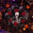 thumbnail image 4 of Spooky Halloween Wreath, Gothic Skull Wreath With Red Roses for Front Door, Halloween Door Decorations for Porch, Skeleton Wreath for Wall Window Party, 4 of 7