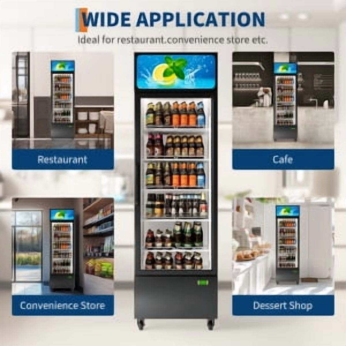 Ataucjin Commercial Display Refrigerator,13.1 Cu. Ft. Glass Door Display Refrigerator Upright Beverage Merchandiser with LED Light & Customizable Shelves,Perfect for Shops, Pubs, and Home Use