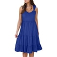 thumbnail image 2 of AGWOLF Summer Dresses for Women Sleeveless Tiered Sundress Casual U Neck Swing Dress Beach Vacation Outfits Blue M, 2 of 7