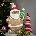 thumbnail image 2 of Northlight Lighted Gingerbread Santa with Frosted Tree Christmas Figure - 16", 2 of 6