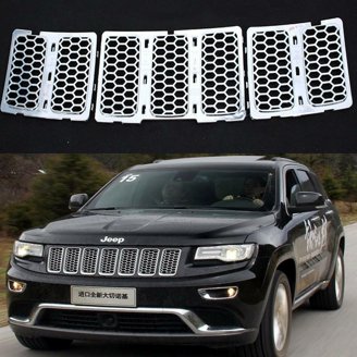 APS Premium Stainless Steel Billet Grille Insert For Jeep Wrangler 1997-2006, Chrome, Main Upper