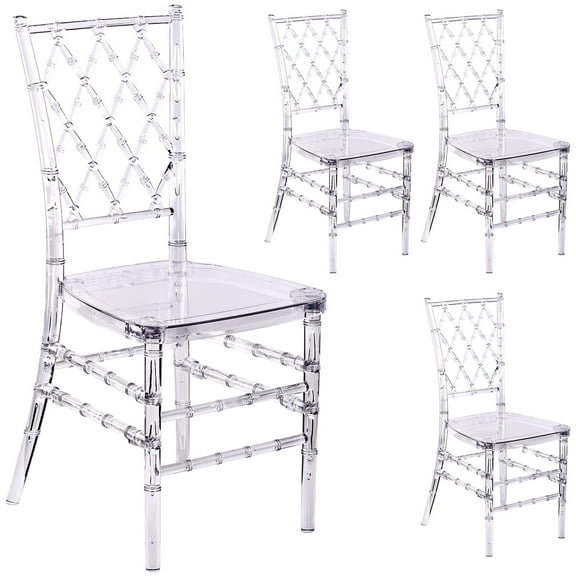 Triple Tree PC Dining Side Chairs, Clear (Set of 4)