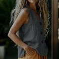 thumbnail image 6 of XuJwPNcy Cotton Linen Tank Tops for Women V Neck Sleeveless Tee Tops Summer Breathable T Shirts with Pocket for Beach, 6 of 7