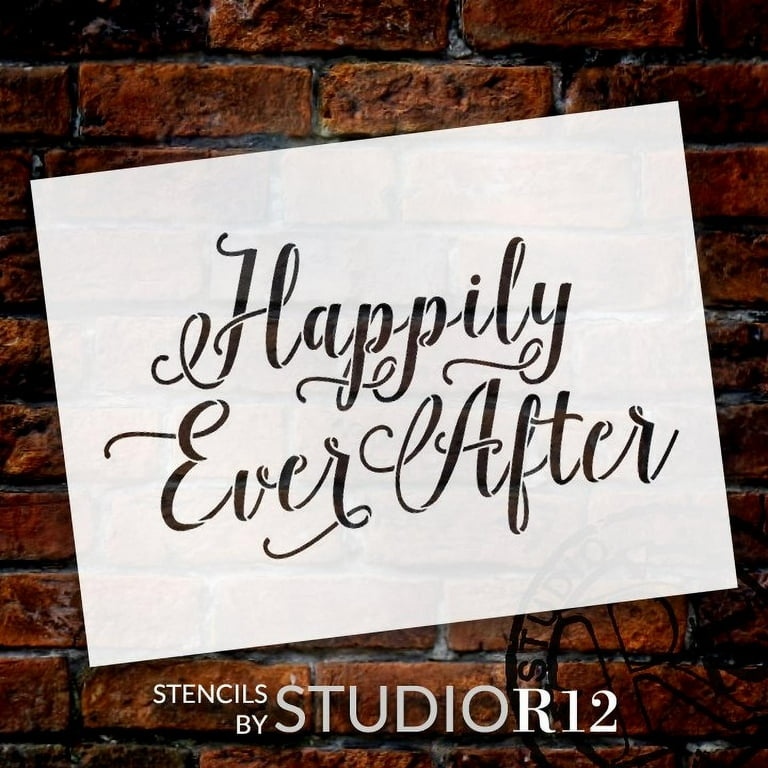 Happily Ever After Stencil by StudioR12 Hand Drawn Script Word Art - Reusable Mylar Template Painting, Chalk, Mixed Media Use for Wall Art, DIY Home Decor - STCL1010 SELECT SIZE 8 happily-ever-after-stencil-by-studior12-hand-drawn-script-word-art-reusable-mylar-template-painting-chalk-mixed-media-use-for-wall-art-diy-home-decor-stcl1010-select-size-8-x