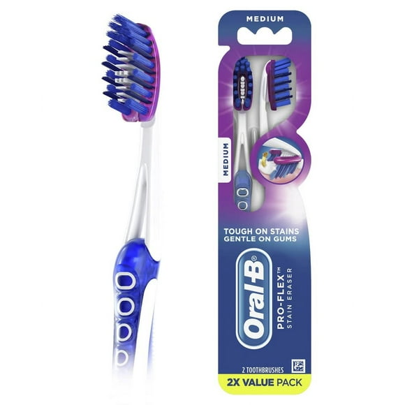 Oral-B 3D White Pro-Flex Stain Eraser cepillos de dientes medianos, 2 unidades
