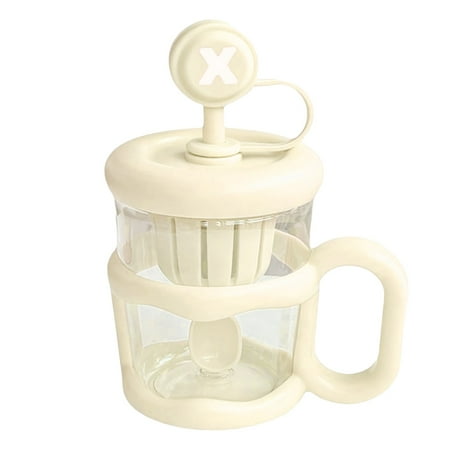 

Poaug Glass&Bottle Clearance Cute Water Bottle Cup 500Ml Capacity Portable Adorable Leakproof Children Drink Bottle with Handle for Summer Picnic White