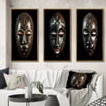 thumbnail image 1 of Designart "Traditional African Mask Ethnically Crafted IX" African Tribal Framed Wall Art Set Of 3 - Black African Tribal Frame Gallery Wall Set For Home Decor, 1 of 6