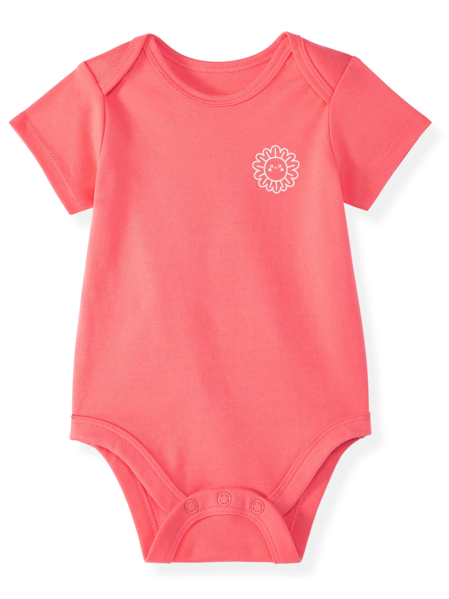 Garanimals Newborn & Baby Girl Cotton Lap-Shoulder Short-Sleeve Bodysuits, 4-Pack, Sizes 0–24M