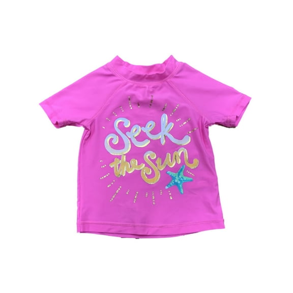 Joe Boxer Girls Pink Seek the Sun Rash Guard Swimming Suit Bathing Suit Top XS