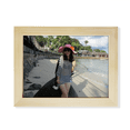 thumbnail image 1 of Beach Coconut Tree Ellie Yao chica Stone Escritorio de madera Arte Pintura 6x8 pulgadas marco de foto foto, 1 of 4