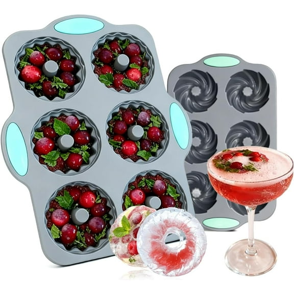 Wreath Ice Mold, 2026 New Flexible Silicone Christmas Wreath Ice Cube Tray Set with Snowflake Mold for DIY Holiday Cocktails, Whiskey & Seasonal Crafts