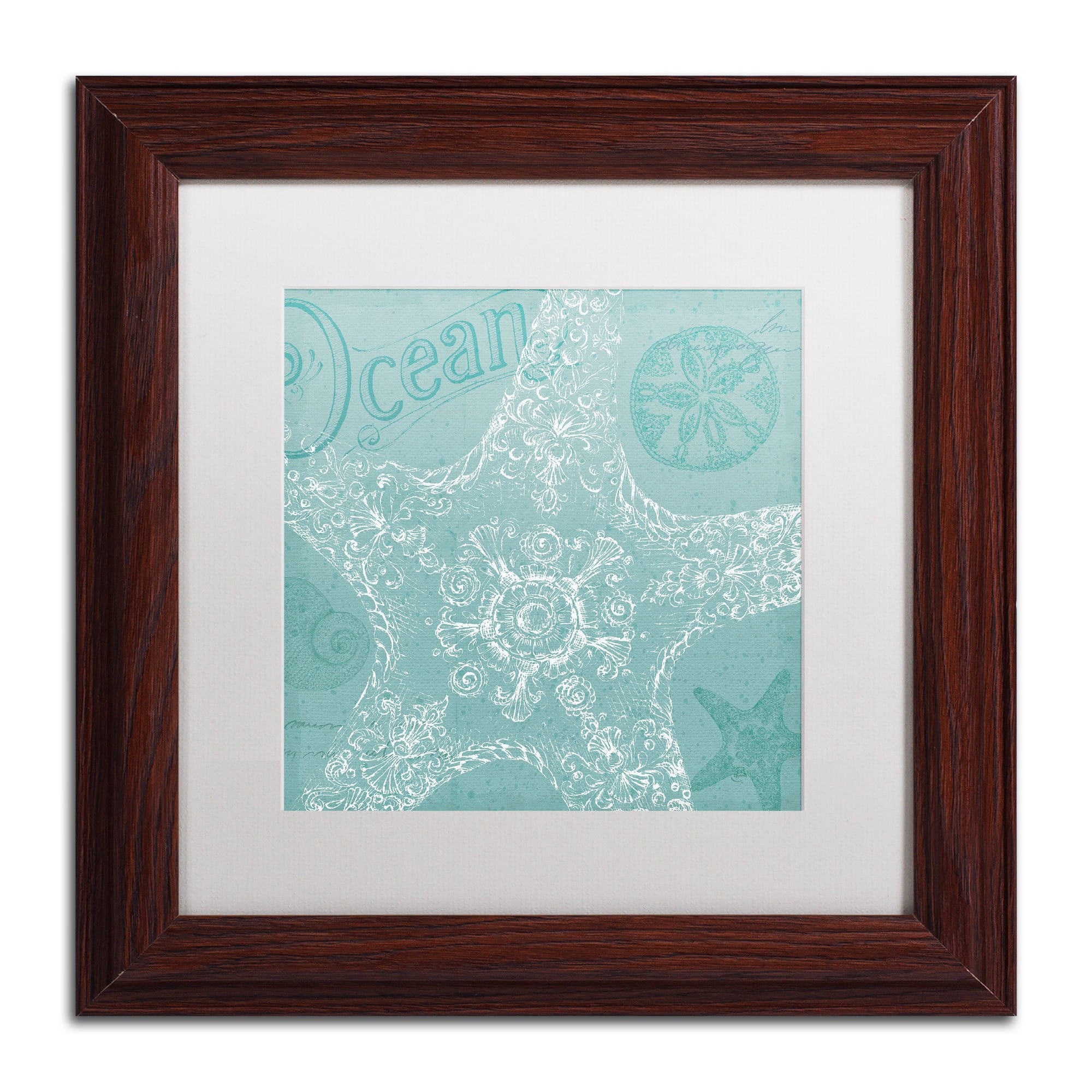 Trademark Fine Art "Aqua Treasure I" Canvas Art by Daphne Brissonnet, White Matte, Wood Frame