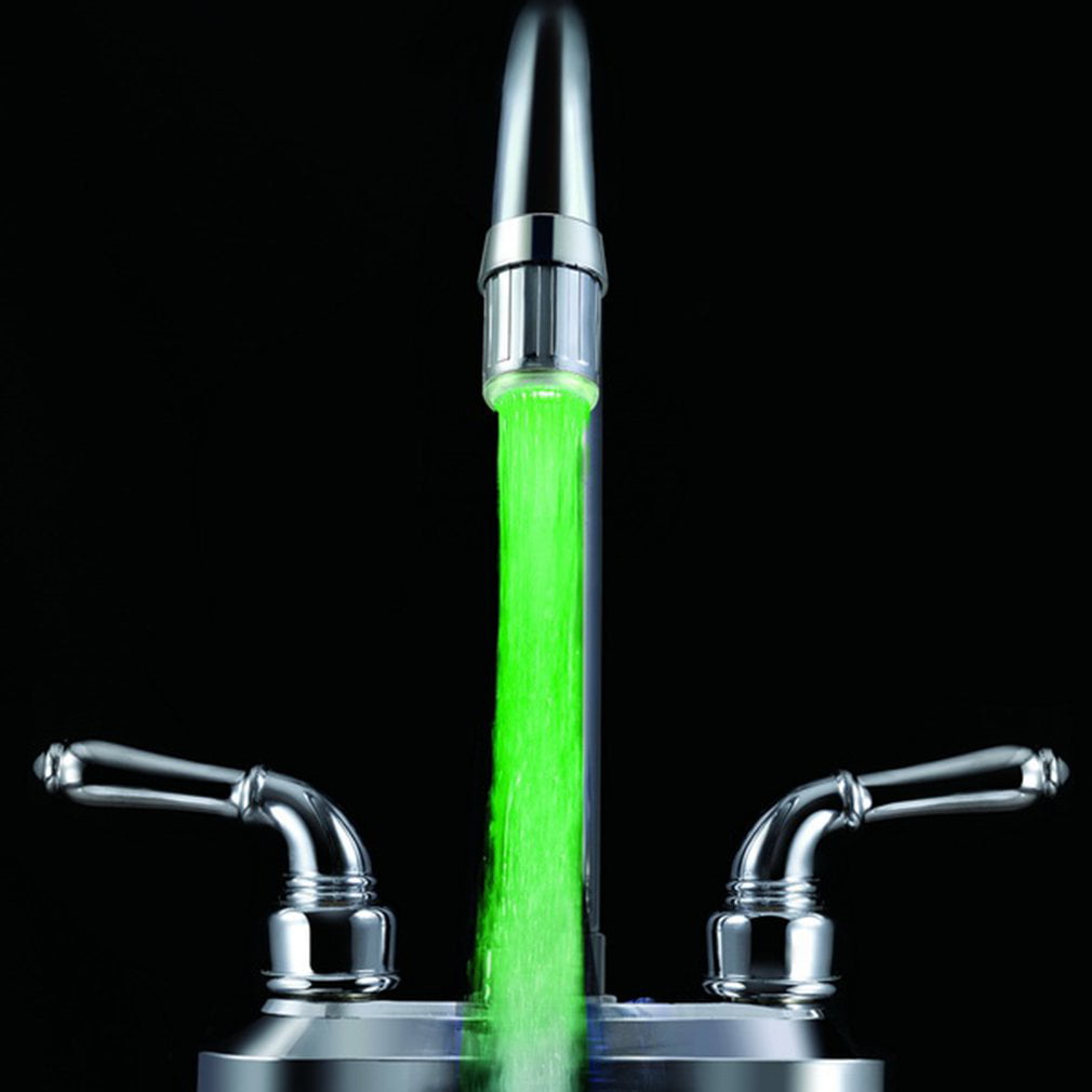 3 Colors LED Light Water Flow Temperature Sensor Control Faucet Tap Kitchen Sink 