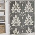 thumbnail image 5 of Bathroom Mat Set, Gray Leaf Damask Pattern Printed on Bathroom Shower Curtain Sets with Rugs, Perfect for Hotel Dorm Spa Home, 72 x 72 inches, 5 of 8