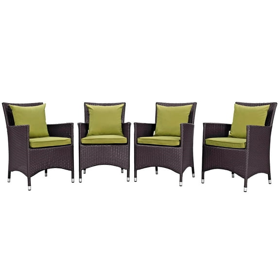 Side Dining Chair, Green, Rattan, Wicker, Outdoor Patio Balcony Cafe Bistro Garden Hospitality Restaurant, Modern Contemporary HB32889
