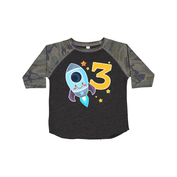 Inktastic Rocket Space Ship Happy Third Birthday Boys or Girls Toddler T-Shirt