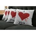 thumbnail image 2 of Ambesonne I Love You Throw Pillow Cover 4 Pack, Love Bouquet Heart, 20", Red White, 2 of 6