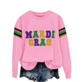 thumbnail image 2 of Ploknplq Pullover Sweaters for Women,Mardi Gras Party Decor,Womens Hoodies Pullover Purple Gold Green Women's Print Hoodless Sweatshirt,Mardi Gras Shirt,Mardi Gras Party Favors Z Pink S, 2 of 4