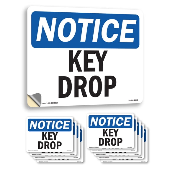 Key Drop OSHA Notice Vinyl Decal Label 14 Inch x 10 Inch - 10 Pack