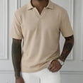 thumbnail image 2 of LTTVQM Mens Polo Shirts Short Sleeve Waffle Knit Casual Shirt Slim Fit 2026 Summer Fashion Golf Outdoor Shirts Khaki 3XL, 2 of 5