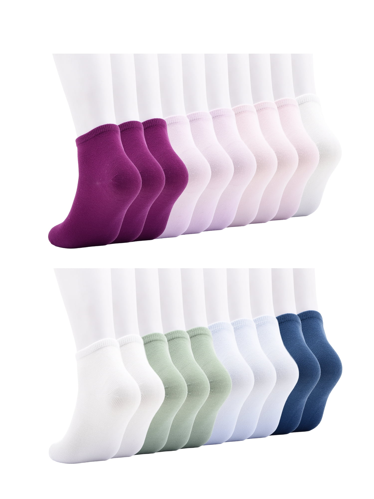 No Boundaries Women's Ankle Cut Socks, 20 Pack, Shoe Size 4-10