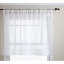 Belle Maison Elegance Sheer White Rod Pocket Panels Curtains, 60” x 45”