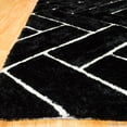 thumbnail image 4 of Allstar Black Shaggy Area Rug with 3D Design with White Lines. Contemporary Formal Casual Hand Tufted (5' x 7'), 4 of 6