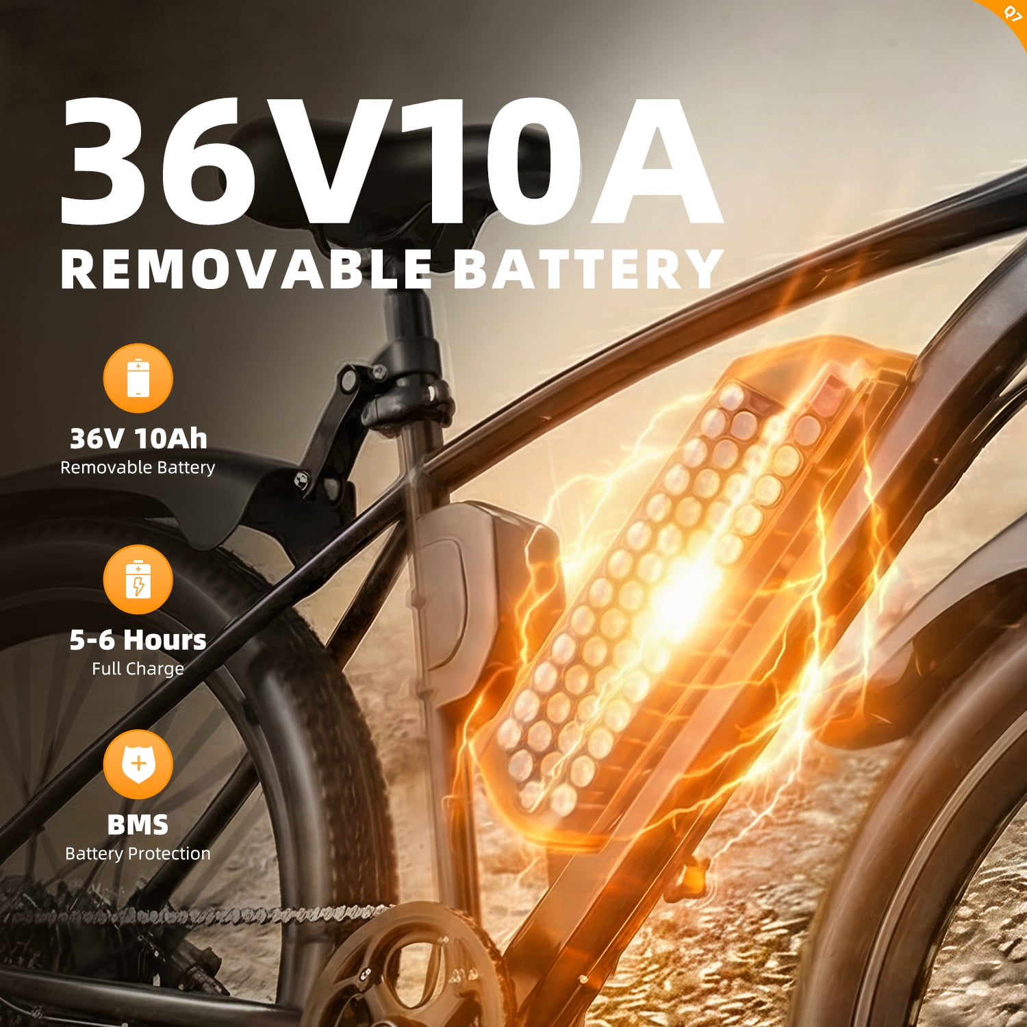 26" E-Bike for Adults, 748W Motor Electric Bicycle up to 60 Mile Range, 22MPH Max Speed, 36V 10Ah Removable Battery, 7-Speed, Disc Brakes & NFC Unlock, Mountain E-Bike for Commuting