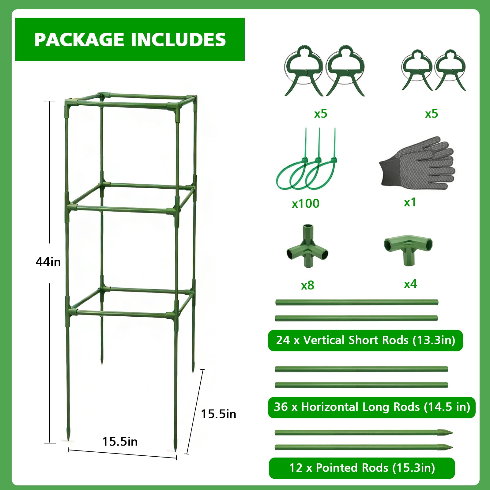 Garden Trellis 48" Tomato Cage Adjustable Metal Plant Cage for Climbing Plants Vegetables Flowers Fruits 3 Pack