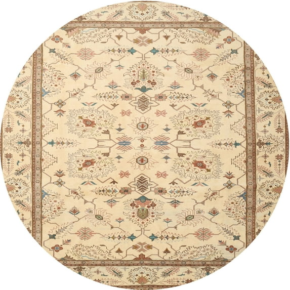Ahgly Company Indoor Round Traditional Sun Yellow Persian Area Rugs, 4' Round