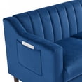 thumbnail image 3 of Sesslife Modern Upholstered Tufted Accent Chair, Velvet Fabric Single Sofa Side Chair, Comfy Barrel Club Living Room Armchair with Solid Wood Legs for Bedroom Living Reading Room Office, Blue, 3 of 5