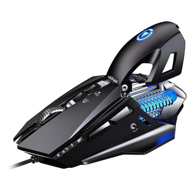 MERIGLARE Souris de Jeu Mécanique DPI Réglable jusqu'à 7200 Éclairage Touches Complètes 7 Boutons Noir