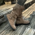 thumbnail image 5 of Dasayo Yellow Womans Boots Mid-Calf Slouch Motorcycle Buckles Western Round Toe Boots Ladies Shoes 39, 5 of 8