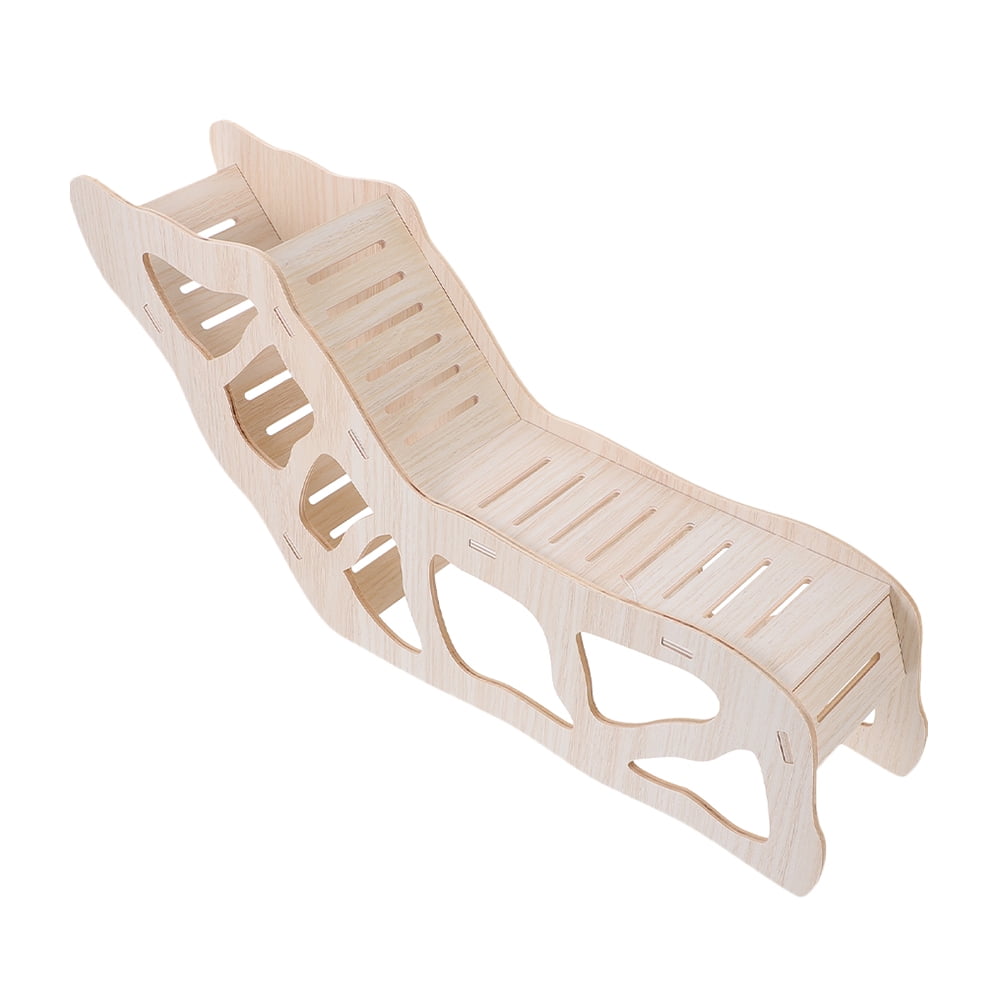 Luxshiny Beige Wooden Hamster House with Climbing Ladder Durable Hideout for Small Animals and Pet Fun