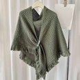 thumbnail image 2 of HJYCHN Solid Color Triangle Shawl Wrap Elegant Scarf for Draping Over Shirts and Coats Versatile Fashion Accessory Dark Green One Size, 2 of 3