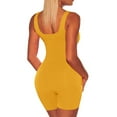 thumbnail image 5 of Tuphregyow Women's Solid Color Yoga Jumpsuit Comfortable Romper for Casual and Sports, Summer Beachwear Athletic Workout Women Slim Jumpsuit Yellow L, 5 of 5