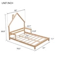 thumbnail image 4 of Full Size Floor Bed Montessori Bed Frame with House-Shaped Headboard and Guardrail, Wooden Floor House Bed for Kids Boys Girls, 8 Slats Support, No Spring Box Needed, Natural, 4 of 7